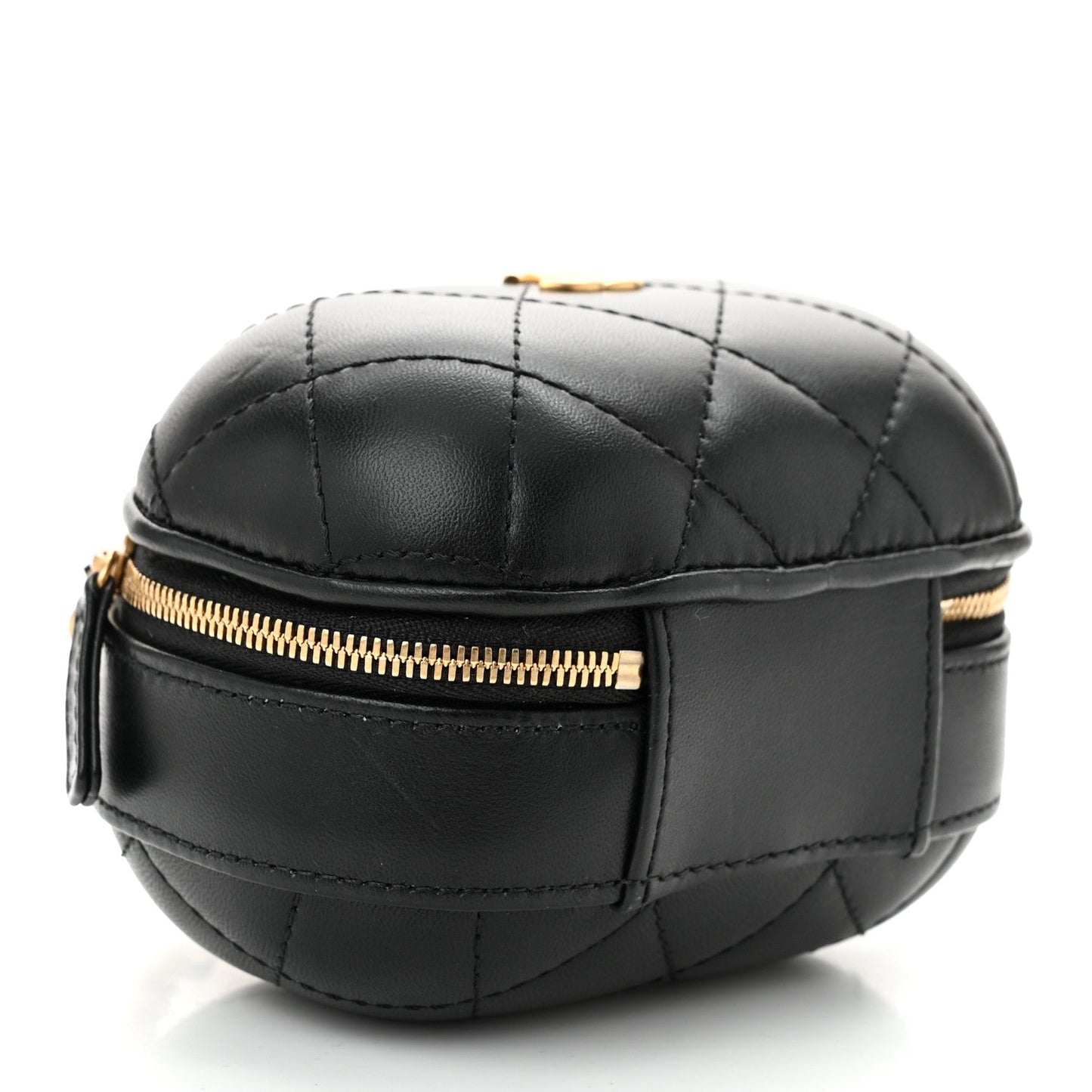 Lambskin Quilted CC Bubble Vanity Case With Chain Black