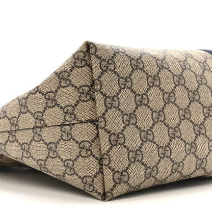 GG Supreme Monogram Textured Dollar Calfskin Web Medium Ophidia Shopping Tote Beige Ebony Mystic White