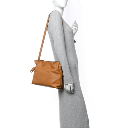 Nappa Calfskin Medium Flamenco Knot Clutch Warm Desert