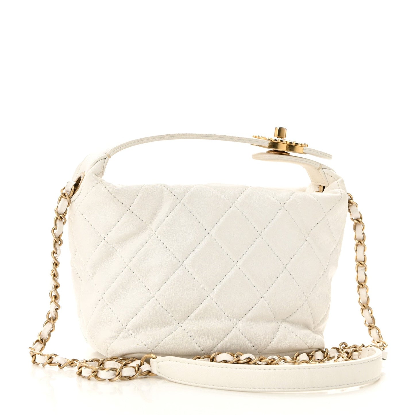 Lambskin Quilted Small Perfect Meeting Hobo White