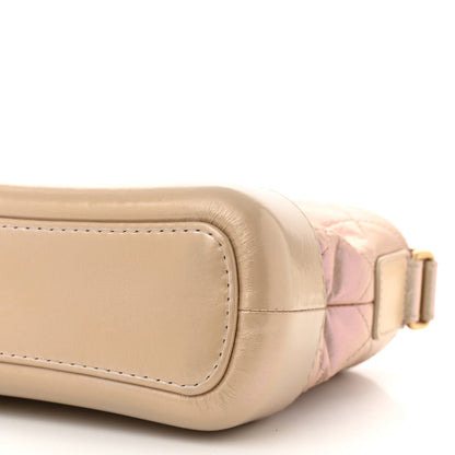 Iridescent Aged Calfskin Quilted Small Gabrielle Hobo Light Pink