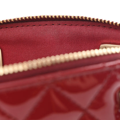 Patent Calfskin Quilted Shiny Coco Clutch With Chain Red