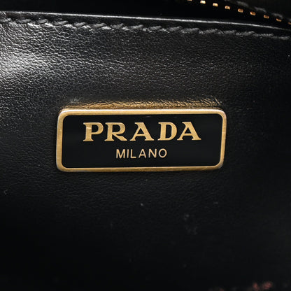 Saffiano Soft Calfskin Mini Zippered Crossbody Tote Black