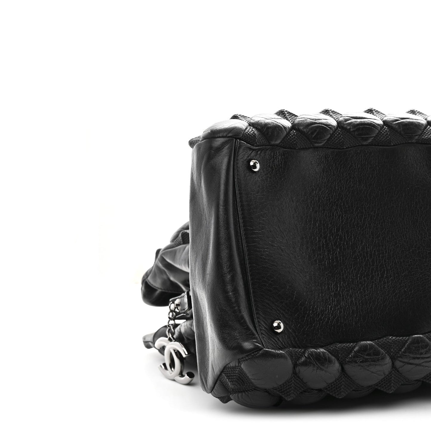 Glazed Lambskin Quilted Large Stravinsky Tote Black