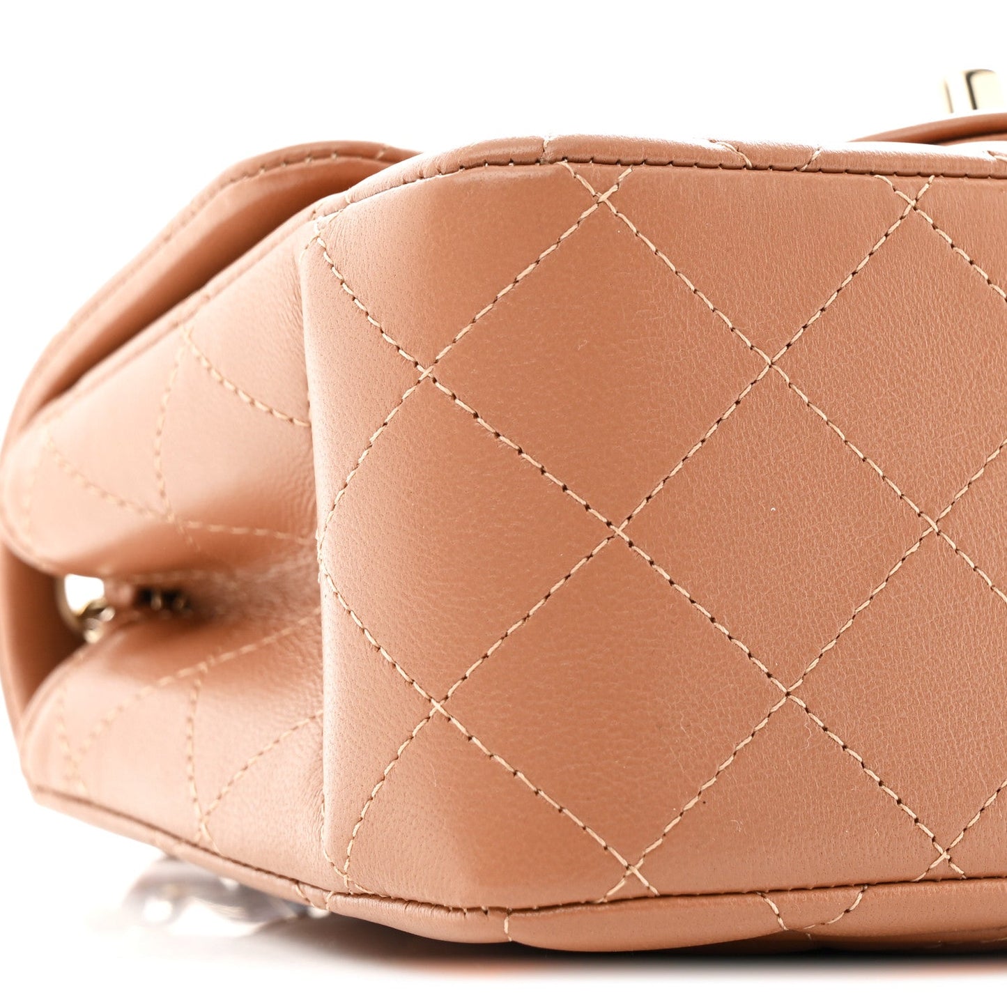 Lambskin Quilted Mini Square Flap Brown