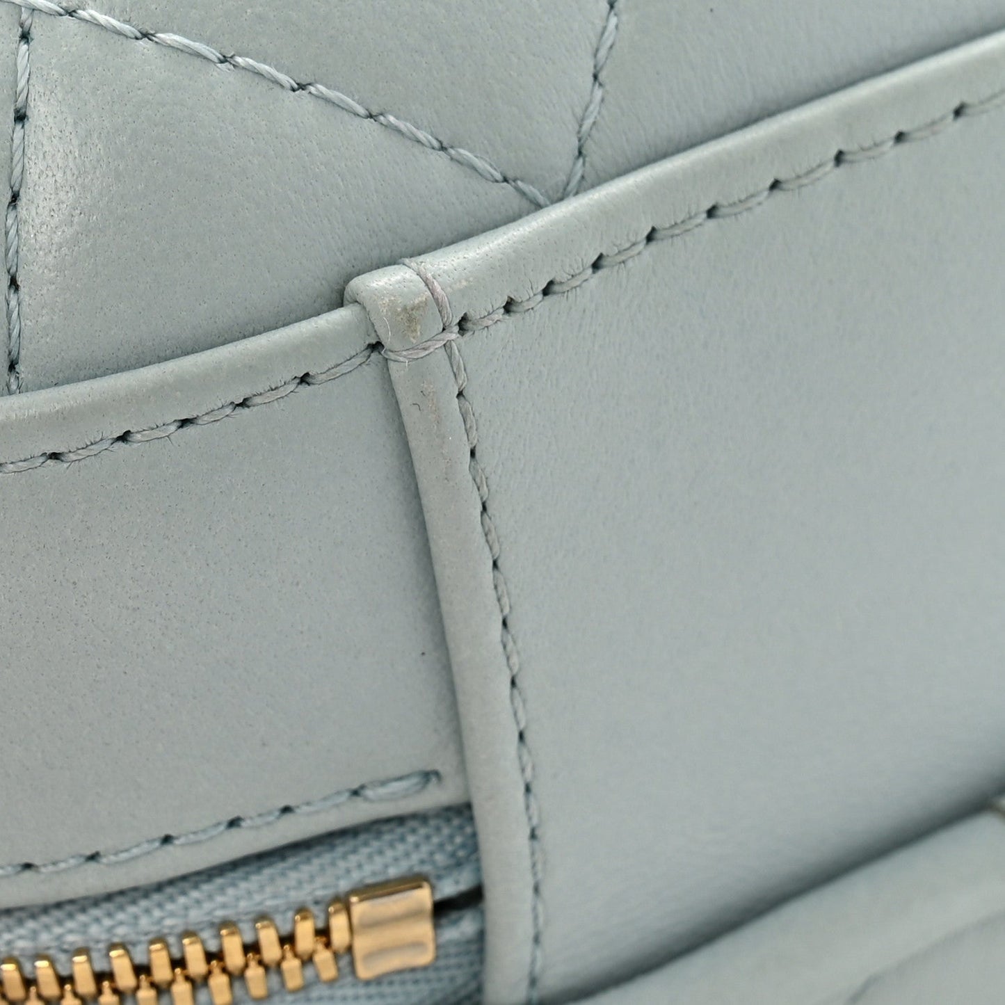 Lambskin Quilted CC Bubble Vanity Case With Chain Light Blue