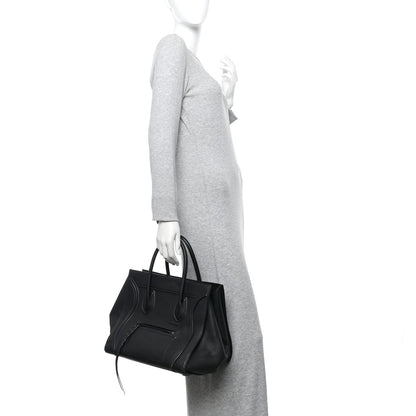 Grained Calfskin Medium Phantom Luggage Black