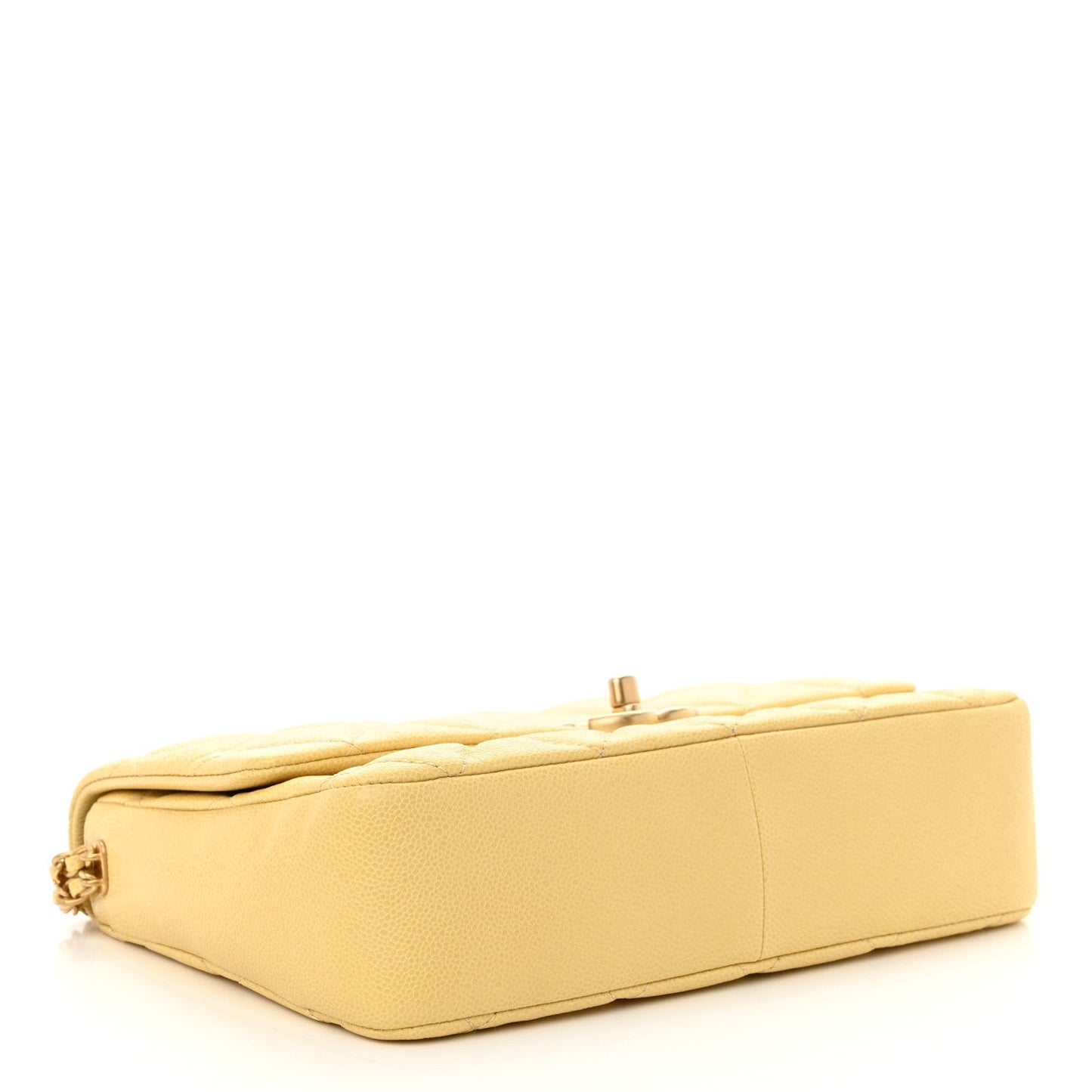 Shiny Caviar Quilted Large Chain Melody Flap Yellow
