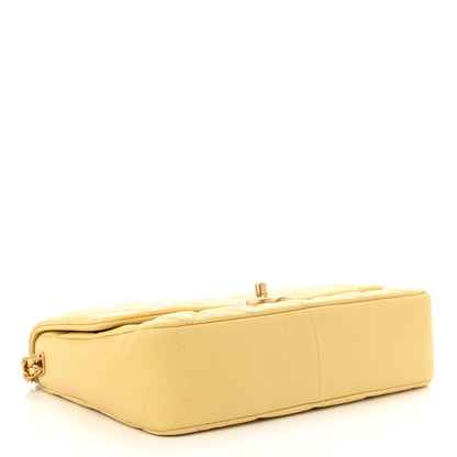 Shiny Caviar Quilted Large Chain Melody Flap Yellow