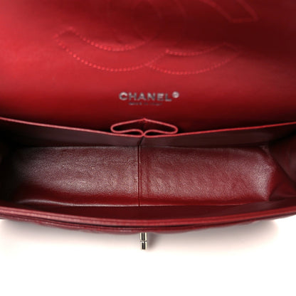 Caviar Quilted Jumbo Double Flap Dark Red