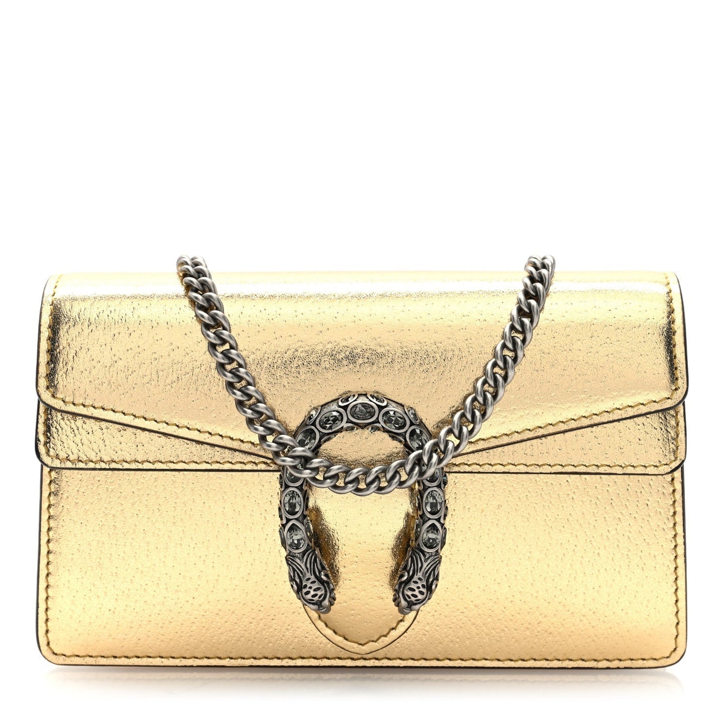 Metallic Calfskin Super Mini Dionysus Shoulder Bag Gold