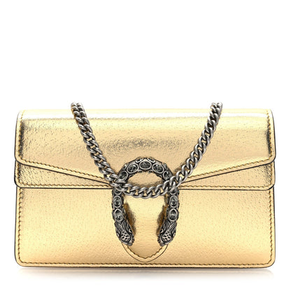 Metallic Calfskin Super Mini Dionysus Shoulder Bag Gold