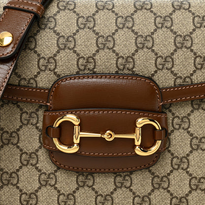 GG Supreme Monogram Horsebit 1955 Shoulder Bag Beige Brown Sugar