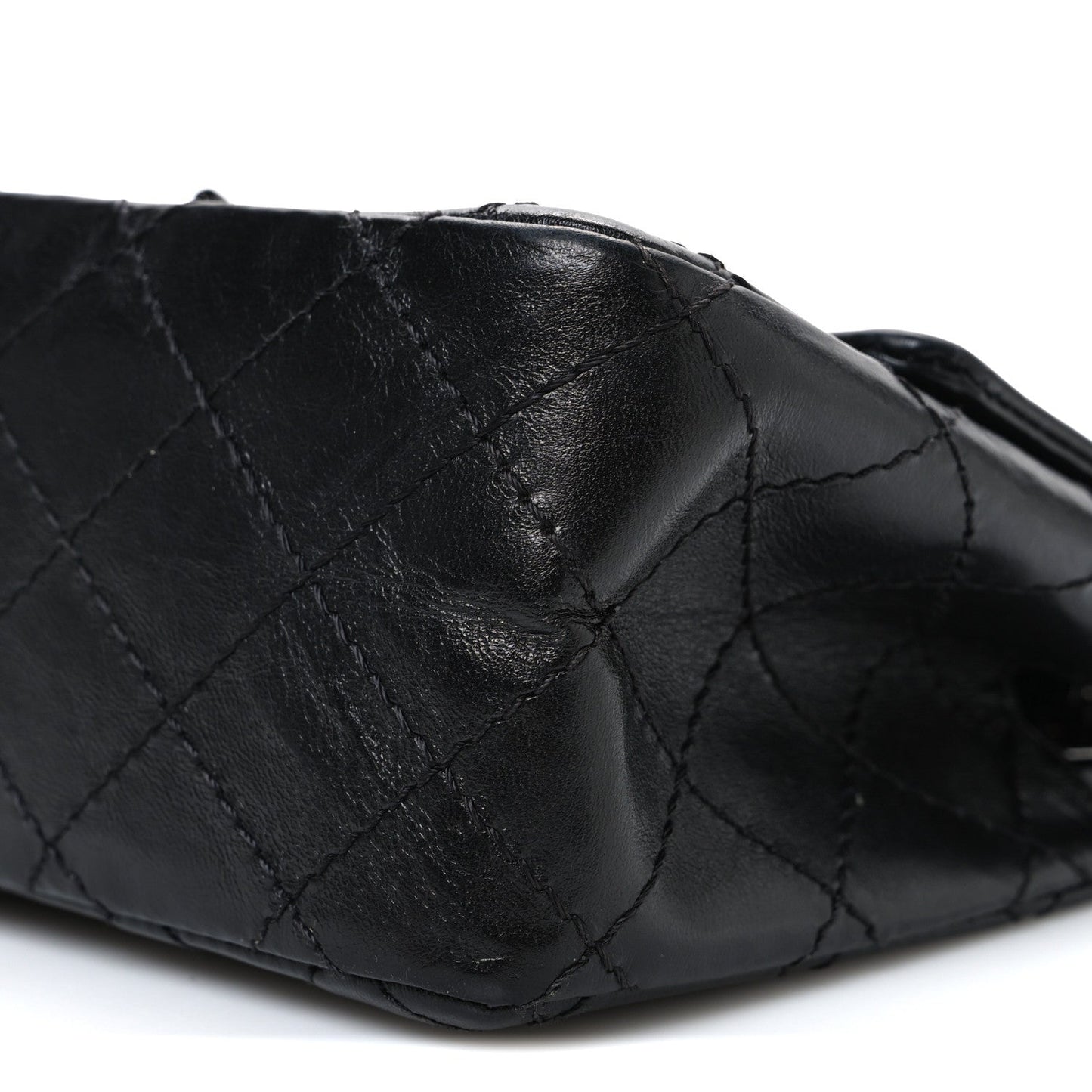 Aged Calfskin Quilted 2.55 Reissue Mini Flap So Black