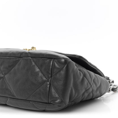 Lambskin Quilted Large Chanel 19 Flap Navy Blue