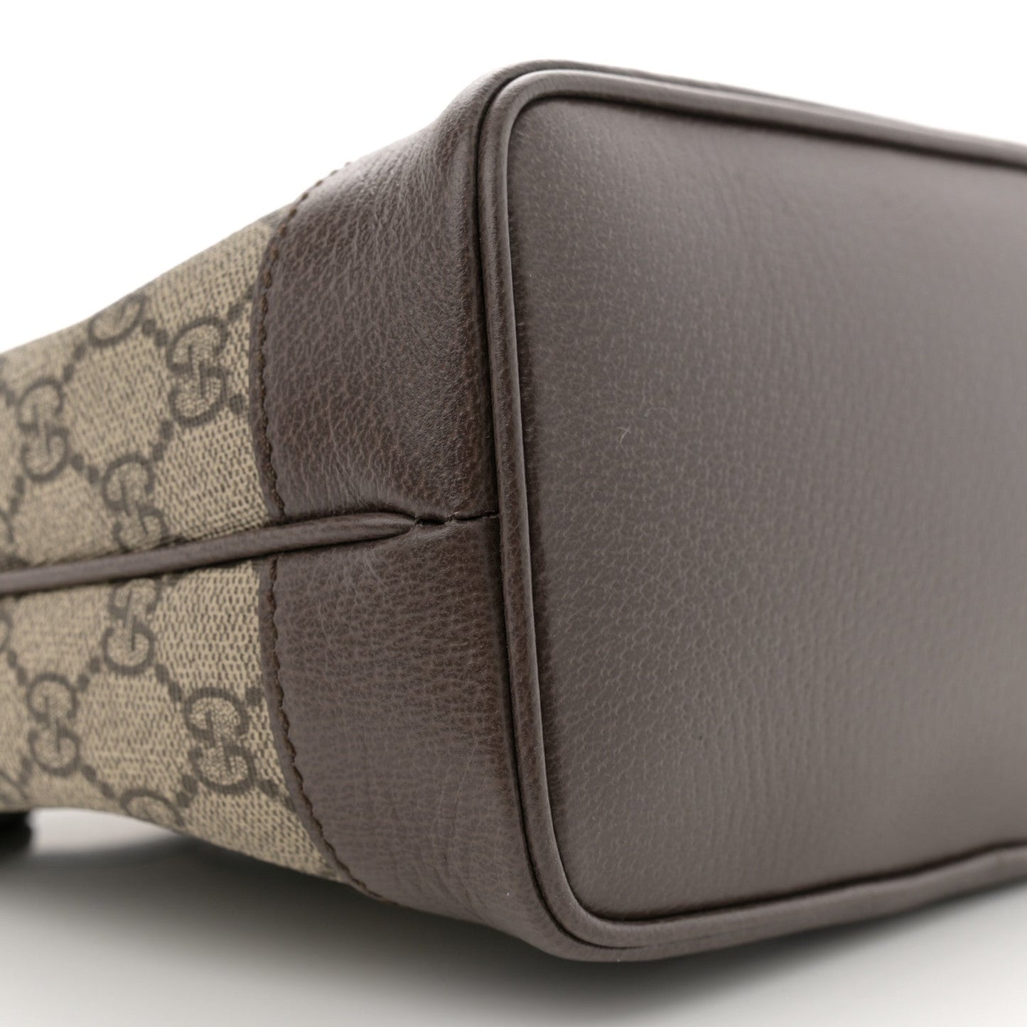 GG Supreme Monogram Textured Dollar Calfskin Web Small Ophidia Bucket Shoulder Bag Beige Ebony New Acero