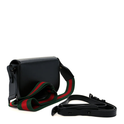 Azalea Calfskin Web Monochrome Small Horsebit 1955 Shoulder Bag Black