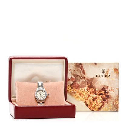 Platinum Diamond Bezel 26mm Datejust Watch Silver 69136