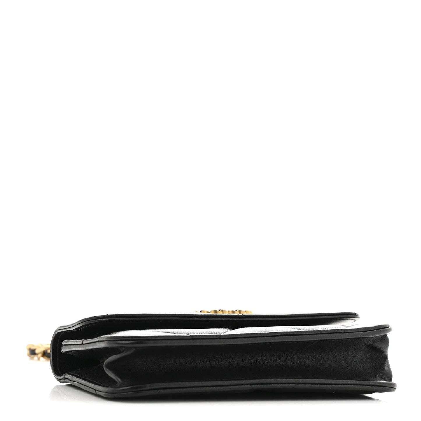 Lambskin Quilted Chanel 19 Flap Phone Holder With Chain Black