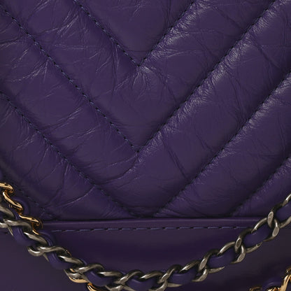 Aged Calfskin Chevron Quilted Small Gabrielle Hobo Purple