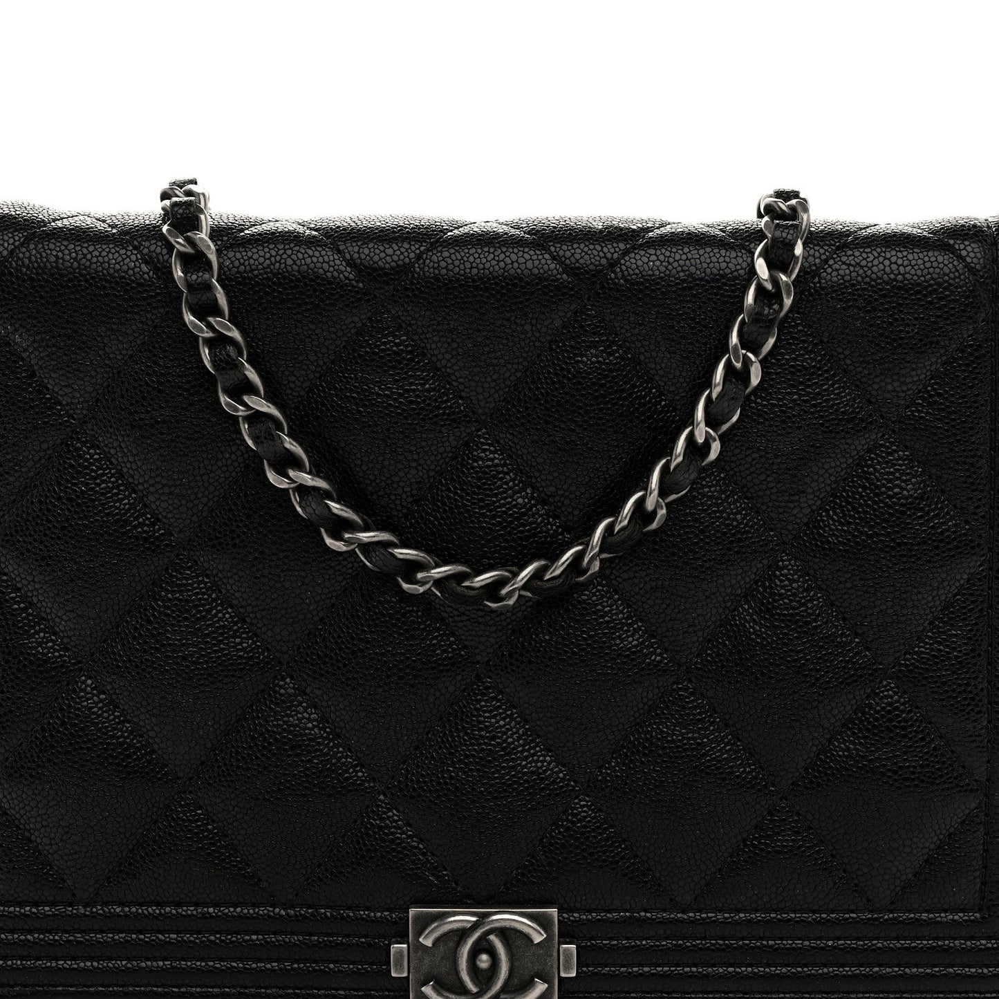 Caviar Quilted Boy Wallet On Chain WOC Black