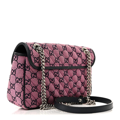 Monogram Multicolor Matelasse Diagonal Small GG Marmont Shoulder Bag Pink Blue
