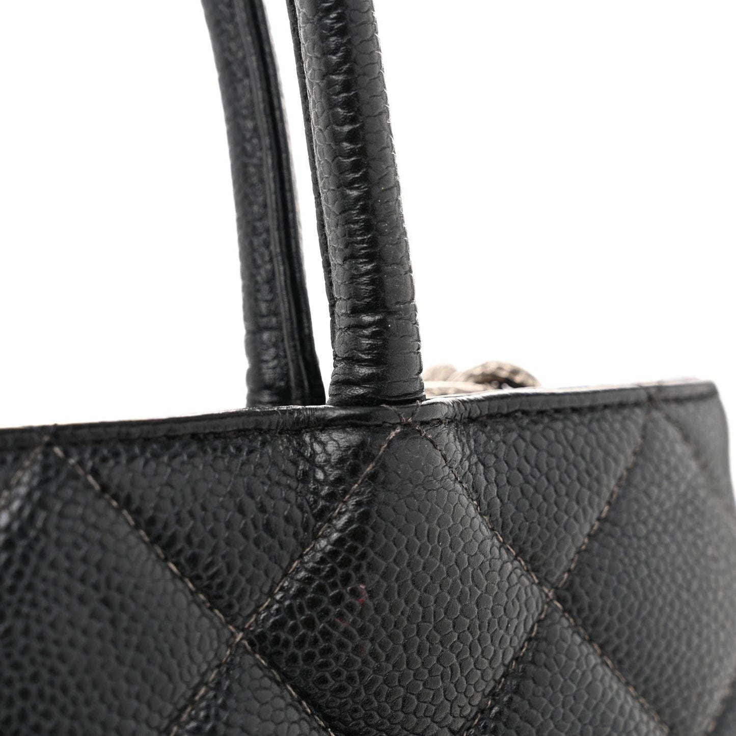 Caviar Quilted Medallion Tote Black