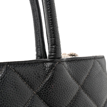 Caviar Quilted Medallion Tote Black
