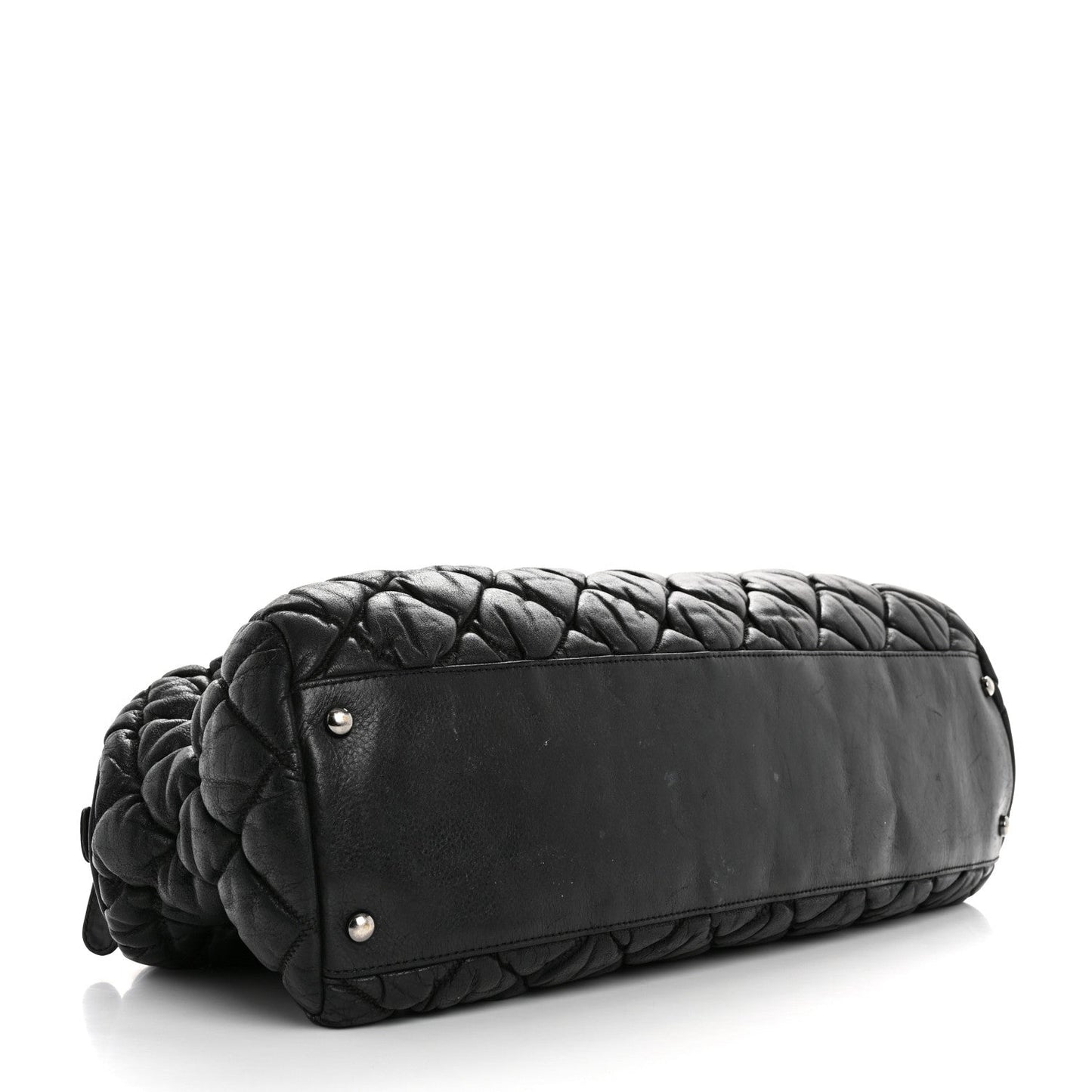 Calfskin Bubble Quilt Bowler Black