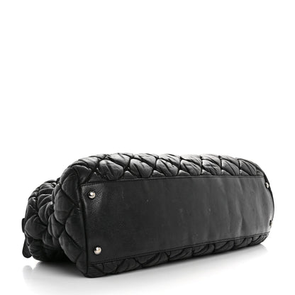 Calfskin Bubble Quilt Bowler Black