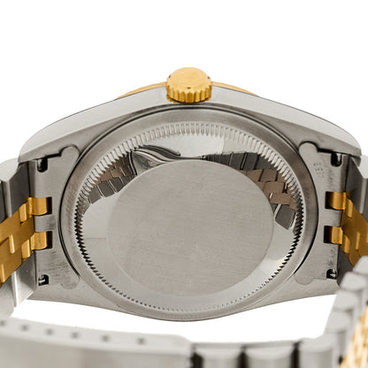 Stainless Steel 18K Yellow Gold 36mm Oyster Perpetual Datejust Watch Champagne Linen 16233