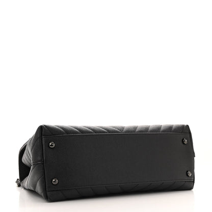 Caviar Chevron Quilted Small Coco Handle Flap So Black