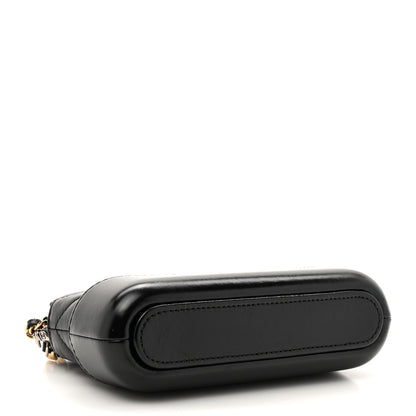 Aged Calfskin Chevron Quilted Small Gabrielle Clutch With Chain Black