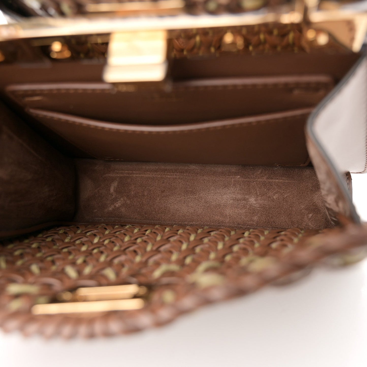 Vitello King Shiny Nappa Intreccio Petite Peekaboo I SEE U Satchel Gianduia