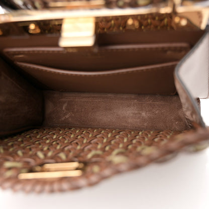 Vitello King Shiny Nappa Intreccio Petite Peekaboo I SEE U Satchel Gianduia