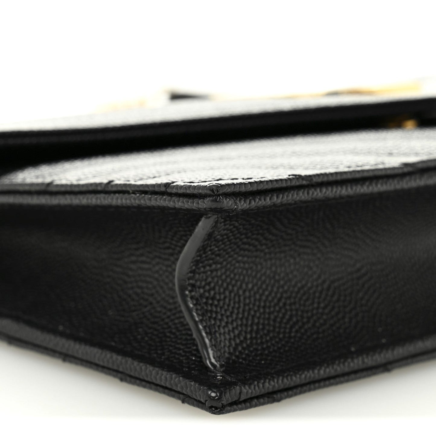 Grain De Poudre Matelasse Chevron Monogram Envelope Chain Wallet Black