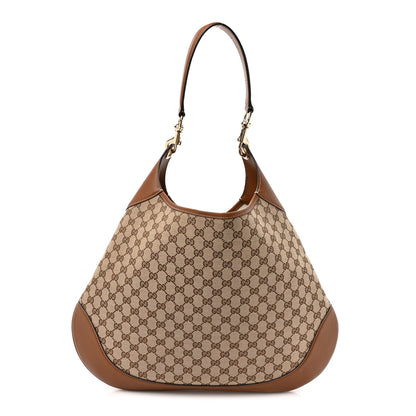 GG Supreme B Large Shoulder Bag Beige Dark Brown
