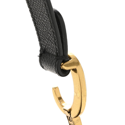 Grained Calfskin Mini Saddle Bag With Strap Black
