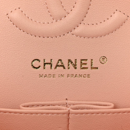 Lambskin Quilted Small Double Flap Light Pink