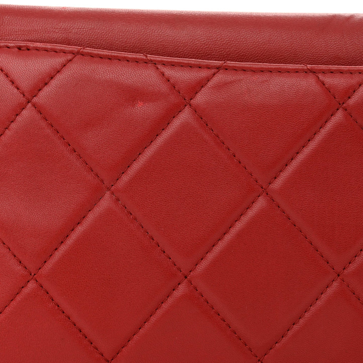 Lambskin Quilted Retro Label Clutch Red
