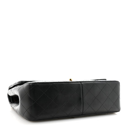Lambskin Quilted Jumbo Double Flap Black