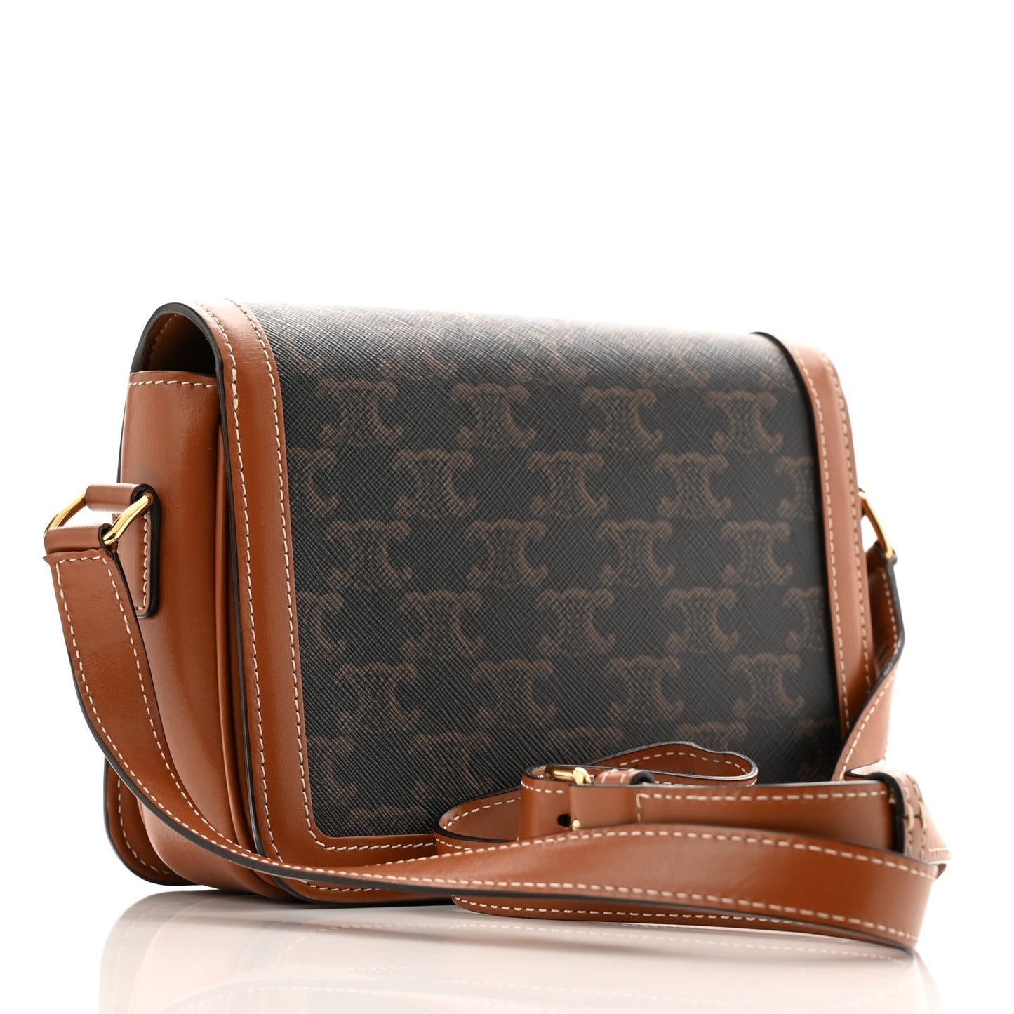 Calfskin Triomphe Canvas Teen Triomphe Bag Tan