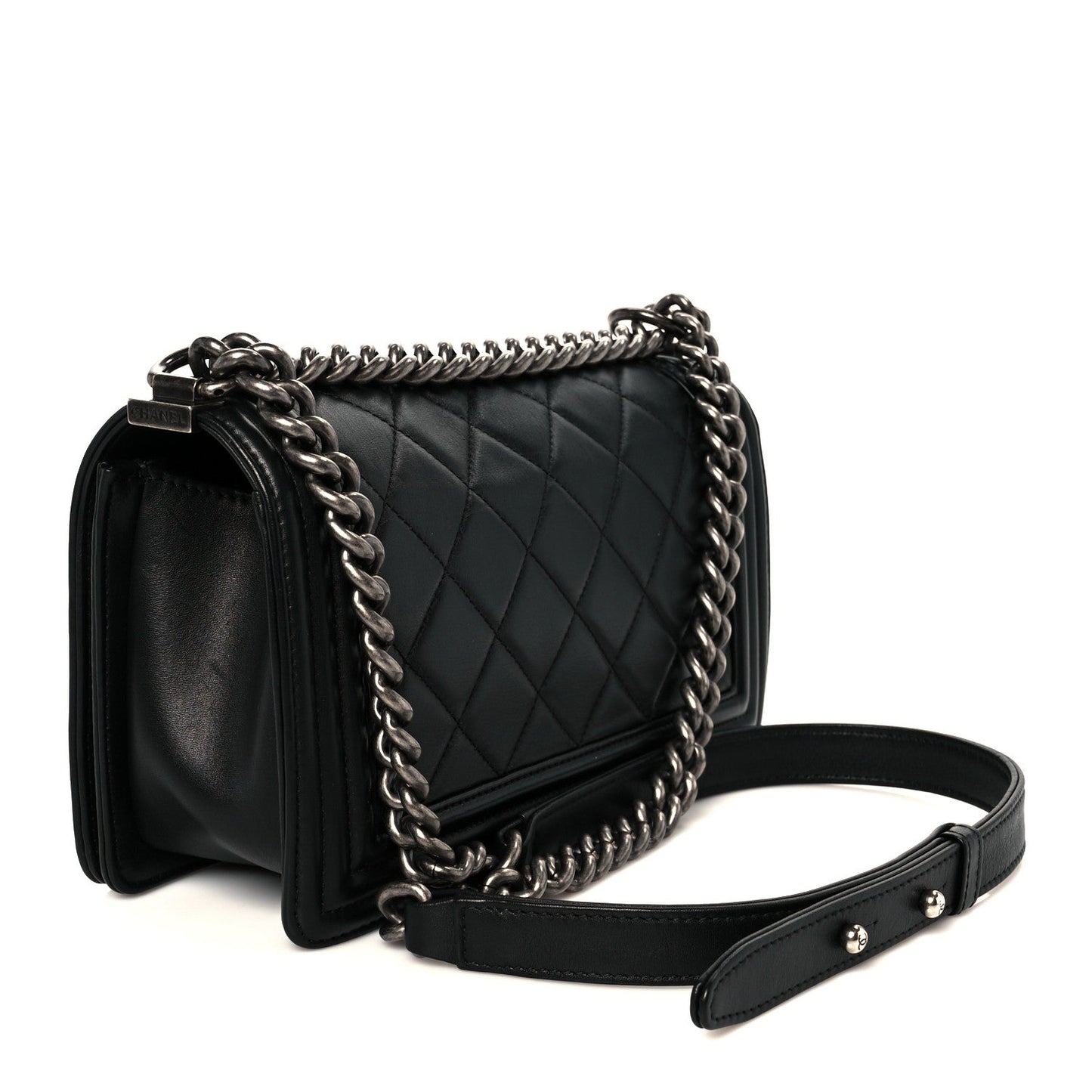 Calfskin Quilted Medium Boy Flap Black