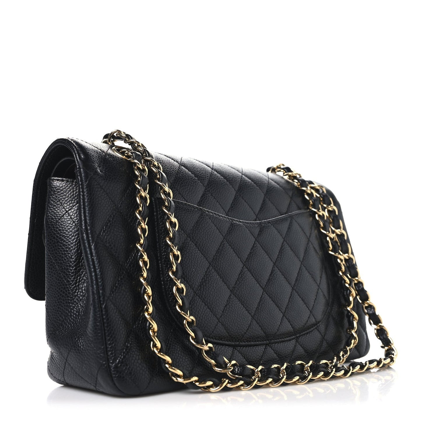 Caviar Quilted Medium Double Flap Black