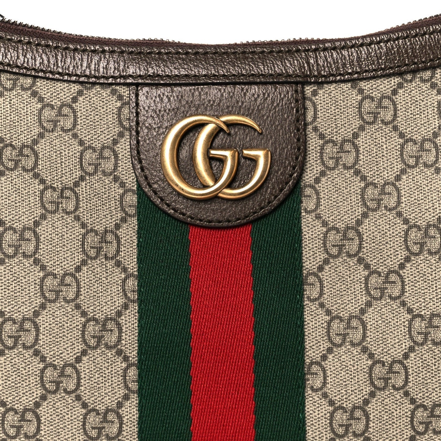 GG Supreme Monogram Web Small Ophidia Half Moon Hobo Brown