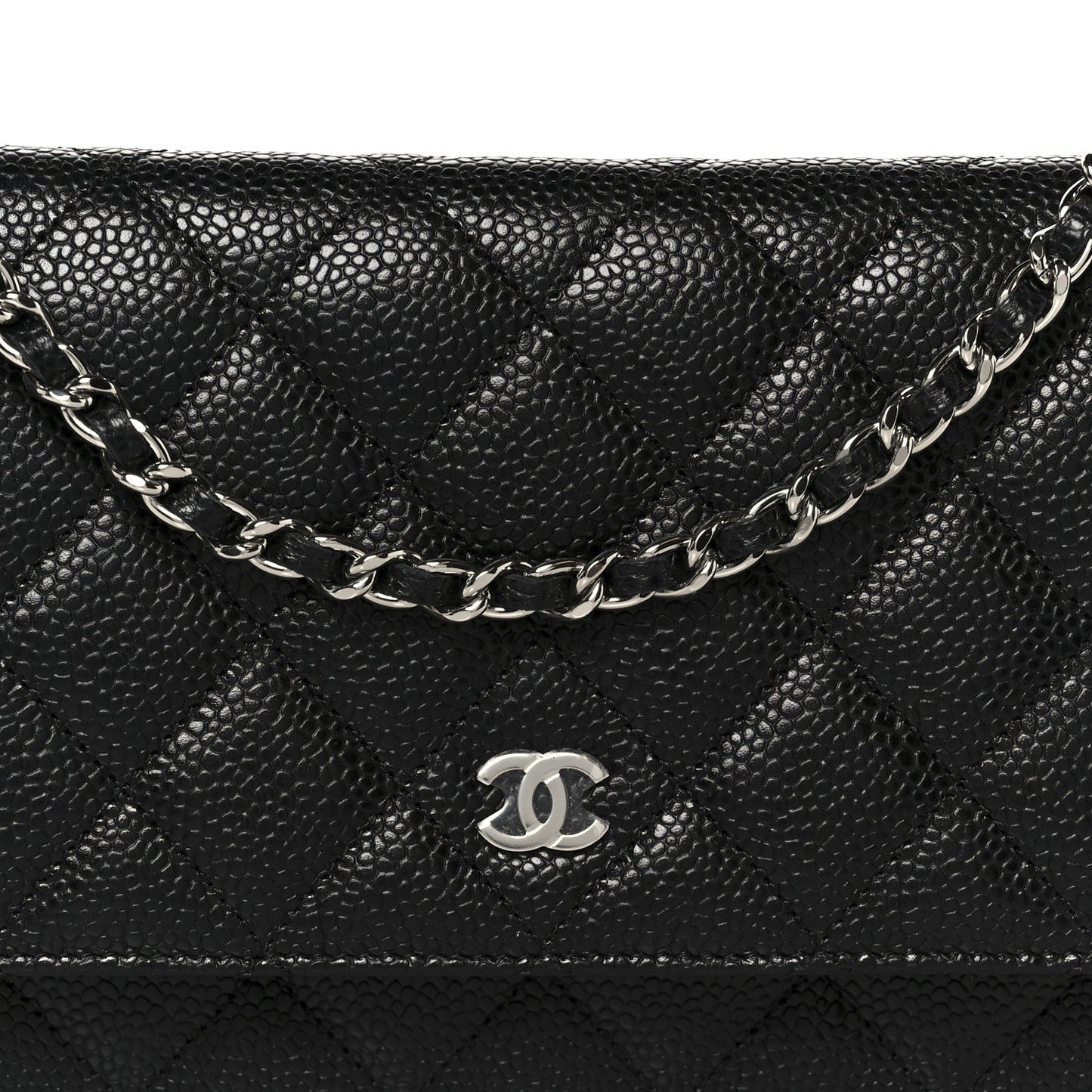 Caviar Quilted Wallet On Chain WOC Black