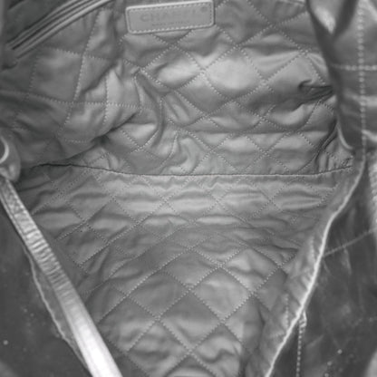 Metallic Calfskin Quilted Small Chanel 22 Silver