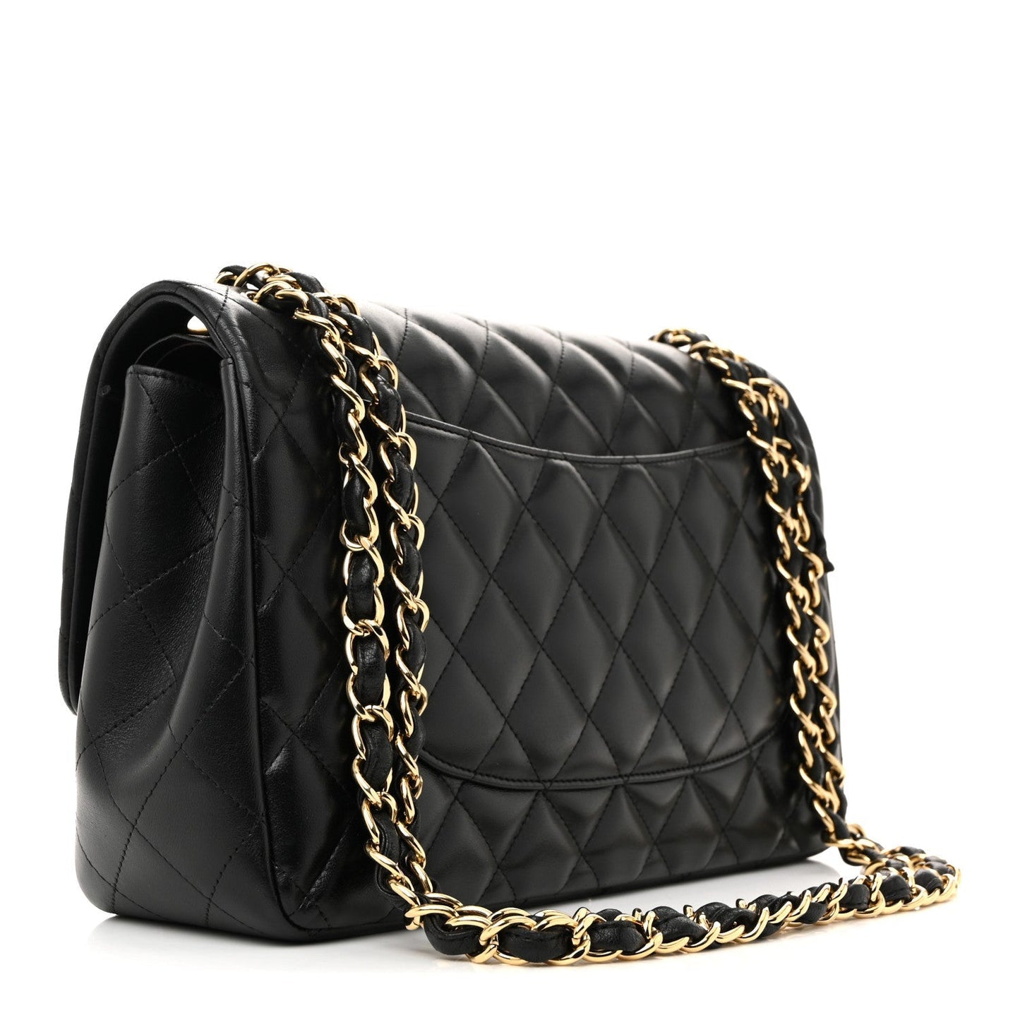 Lambskin Quilted Jumbo Double Flap Black
