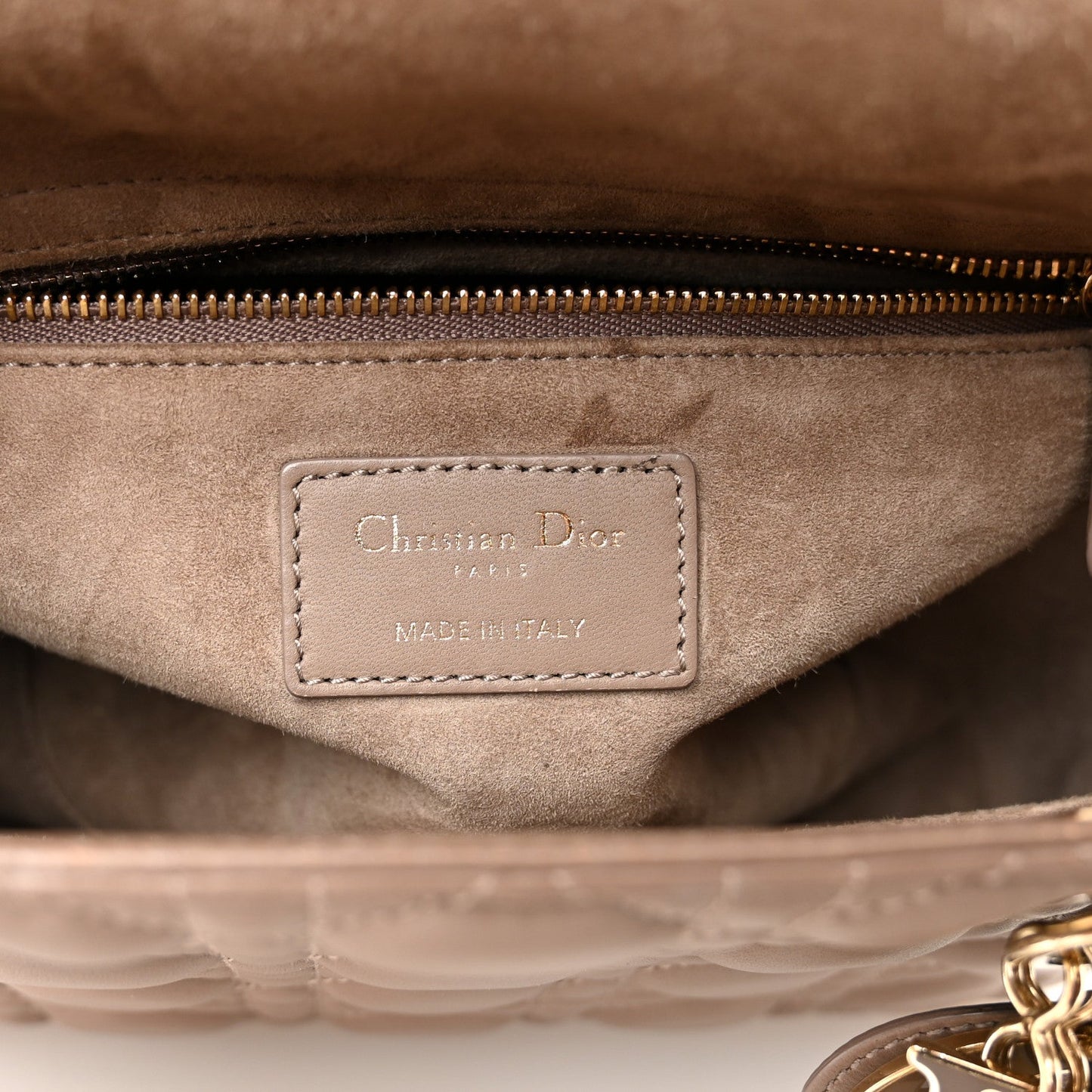 Lambskin Cannage Medium Lady Dior Warm Taupe