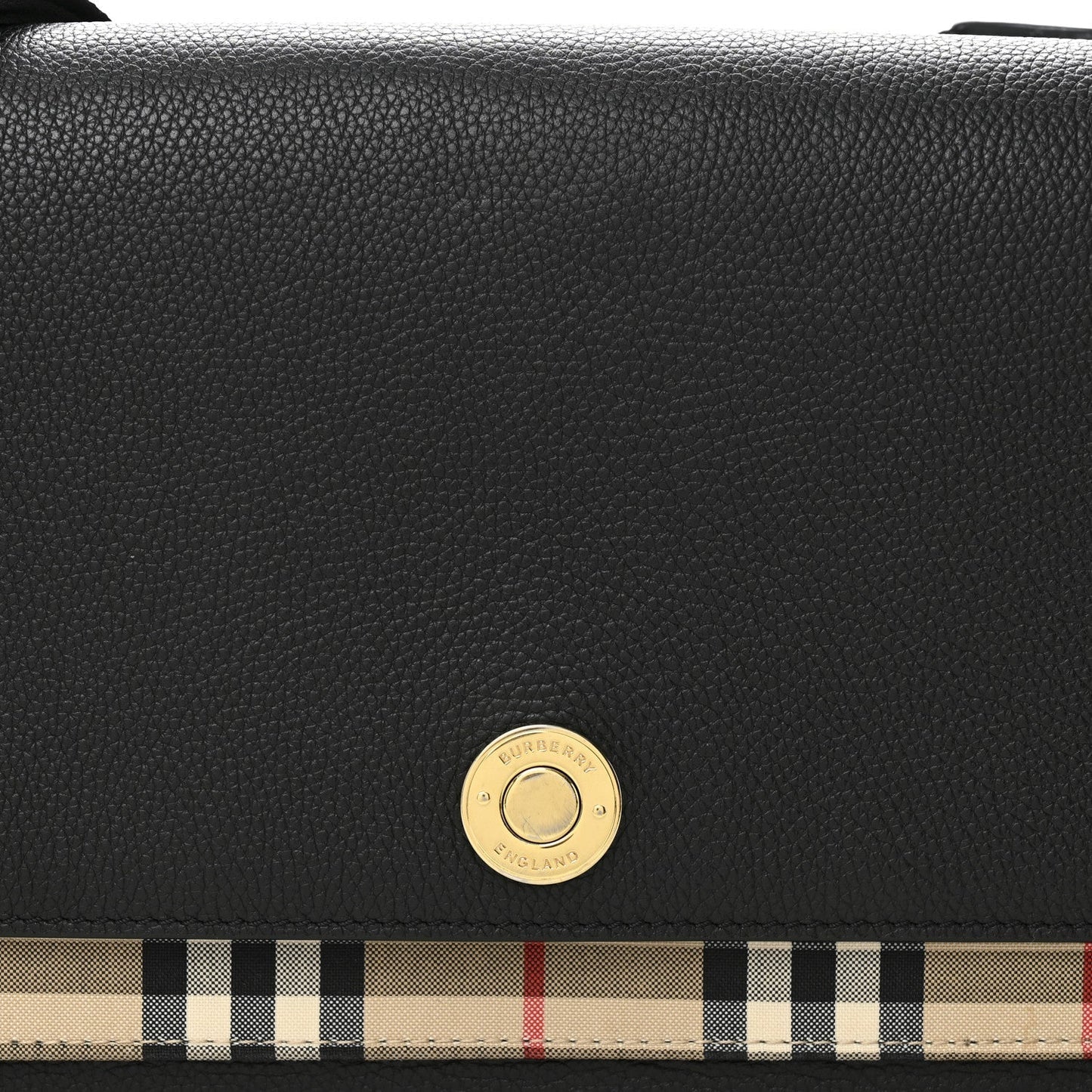 Coated Canvas Calfskin Vintage Check Medium Note Crossbody Bag Black